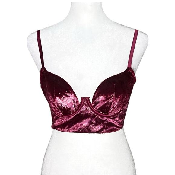 Victoria's Secret Very Sexy Shimmer Velvet Longline Balconet Bra 32B Whimsigoth - Picture 1 of 13